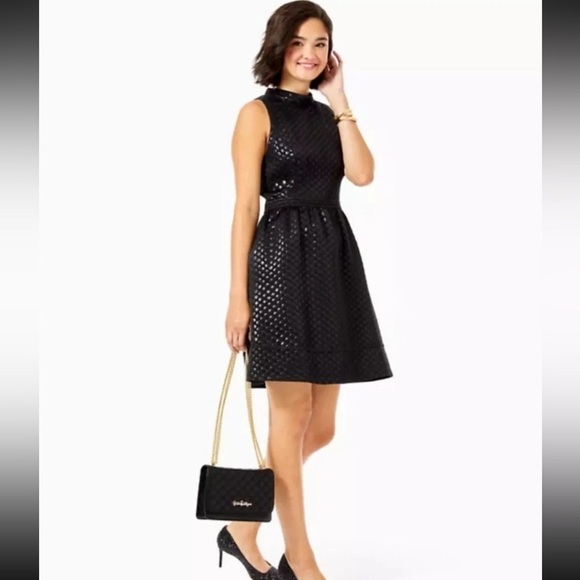 Lilly Pulitzer Dresses & Skirts - LILLY PULITZER Zaria Dress Black Polka Dot Size 4 Cocktail Goth Preppy Festive